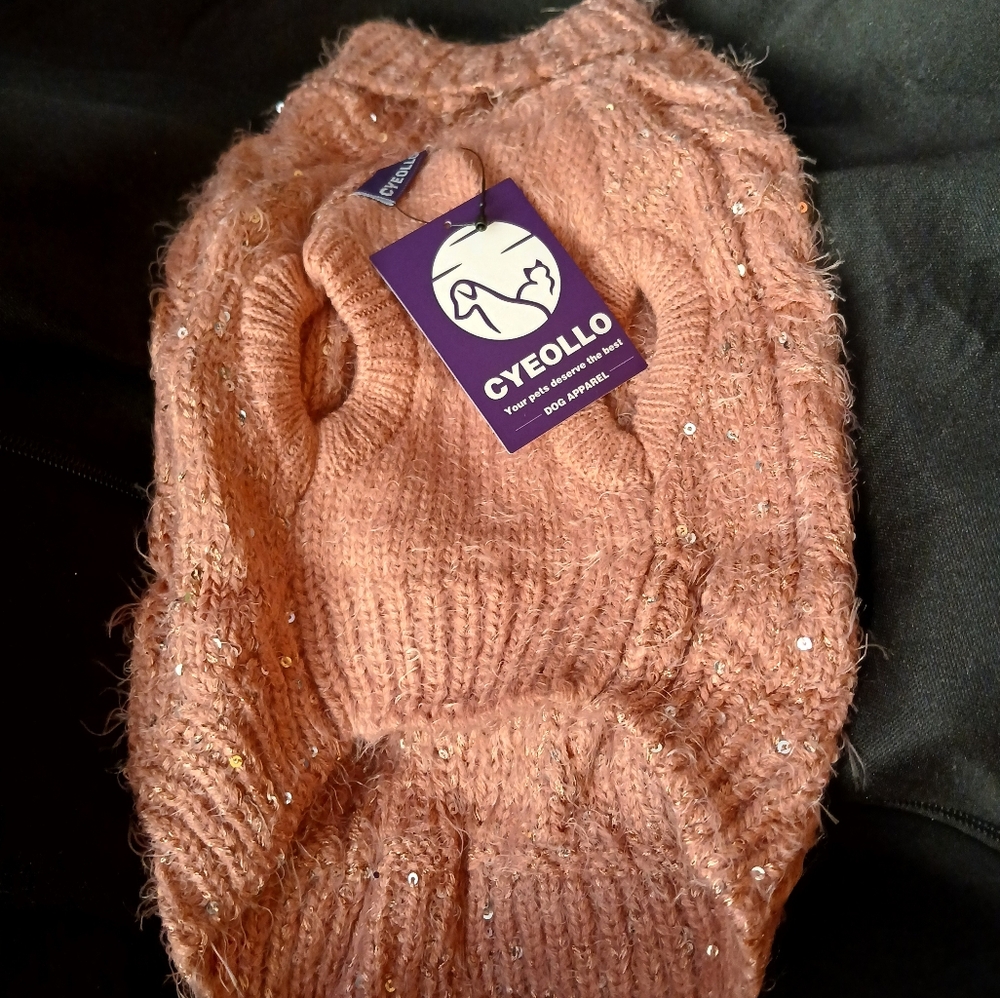 Cyello Dog Sweater Pink w/sequins sz Med